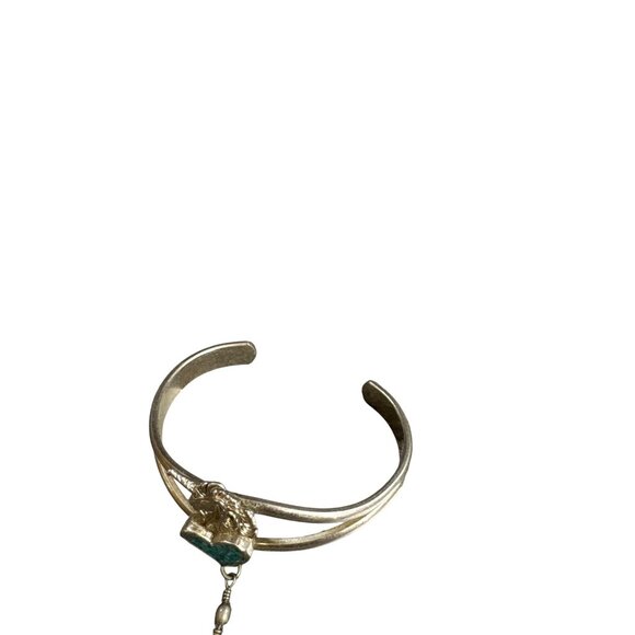 Unicorn Heart Slave Bracelet w Ring Silver Tone Crushed Turquoise Sz 6.5 EGE 90 - Picture 4 of 5